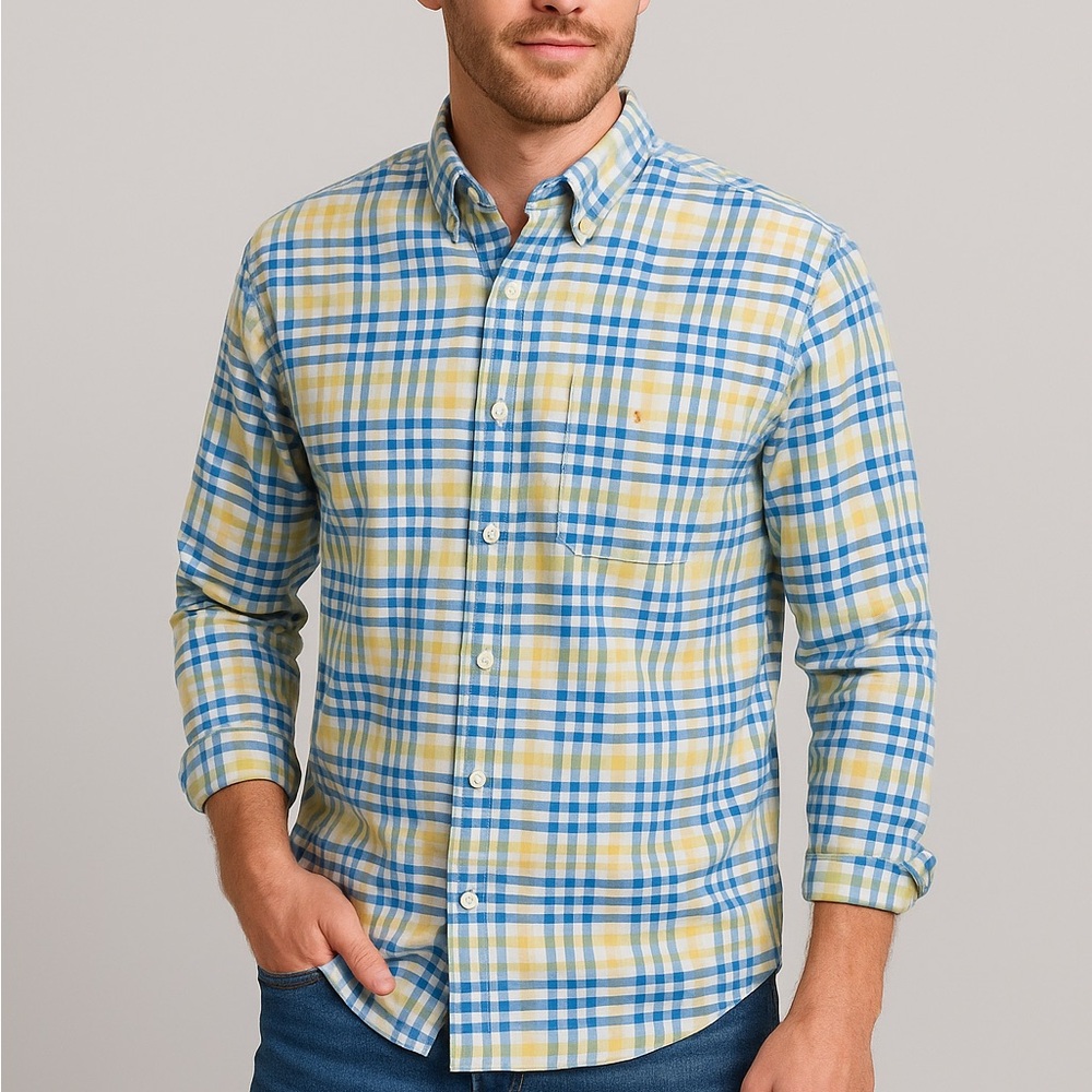 Men’s IZOD Saltwater Plaid Button-Down Shirt – Size XL